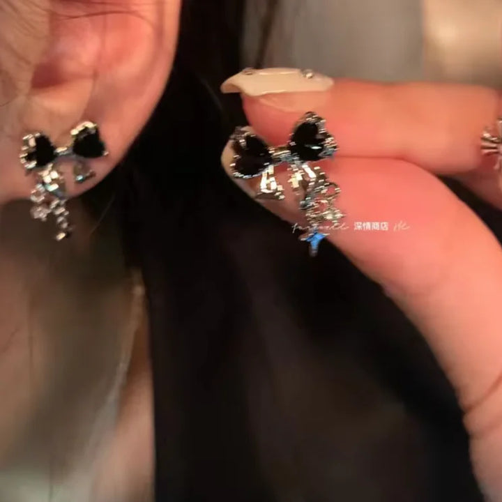 Zircon Bow Drop Earrings