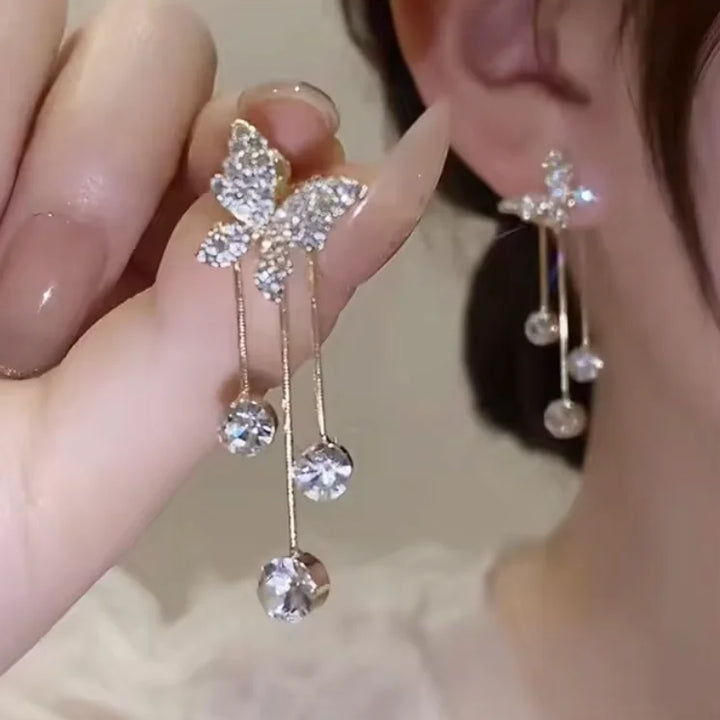 Zircon Bow Drop Earrings